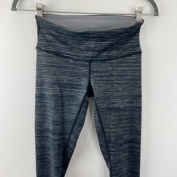 Lululemon Align High Rise Pant Legging Black Gray Striped Elastic Waist Size 4 - Picture 2 of 7